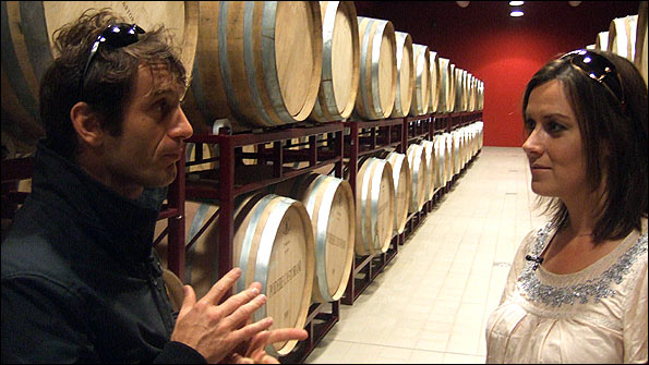 Toyota driver Jarno Trulli and BBC F1 reporter Lee McKenzie