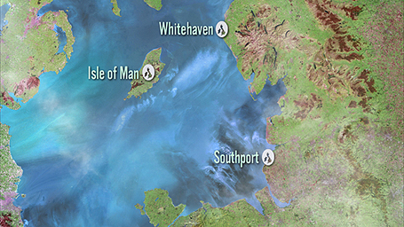 Map showing Southort to Whitehaven