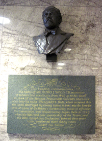 The bust of Henry Wood - founder of the BBC Proms - in the lobby of the building named after him in Central London