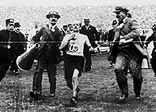 Italy's Dorando Pietri finishing the marathon