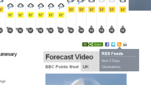 The rest of the page blurred to draw attention to a box that includes RSS links