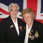 Ciss Collins (right) and her friend Jess Matthews, after being filmed by BBC South East Today, June 2005