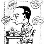 Caricature of Mr. George Thompson when he was the Orderly Clerk, Barrage Ballon Unit, Port Talbot. c.1943/44