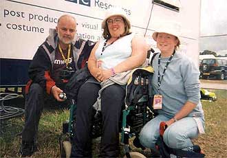 Louise and her PA with John Peel: Glastonbury 2002