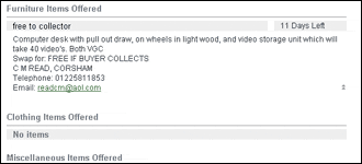 Screenshot from the Swapit Wiltshire website