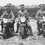 Geoff Peasgood with three fellow Despatch Riders in their Terrier (Dorset's) uniforms.