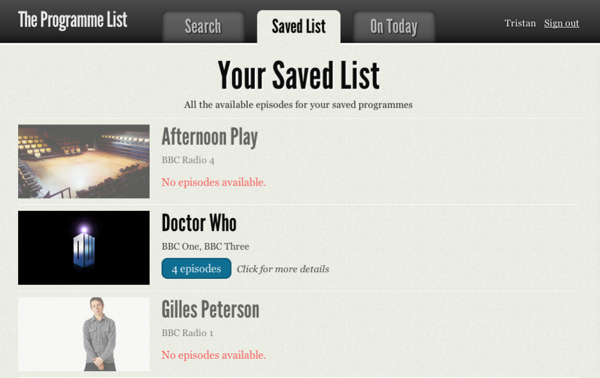 Saved List for The Programme List