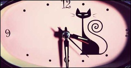 Un reloj con un gato