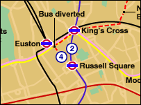 Map of bomb locations