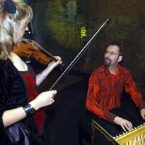 Julia Bishop (violin) and Howard Beach (harpsichord) from baroque group Red Priest