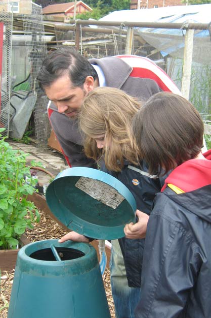 Inspecting the compost