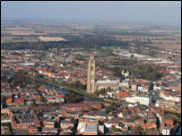 An aerial view of Boston. 
