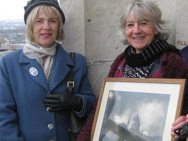 Rosamund Forester and Susan Campbell at the top of St Paul's Cathedral