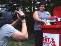 Sem Komurcugil bins the bad food under the camera's watchful eye