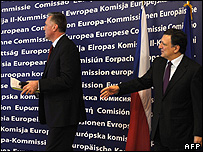 Czech PM Mirek Topolanek and European Commission President Jose Manuel Barroso