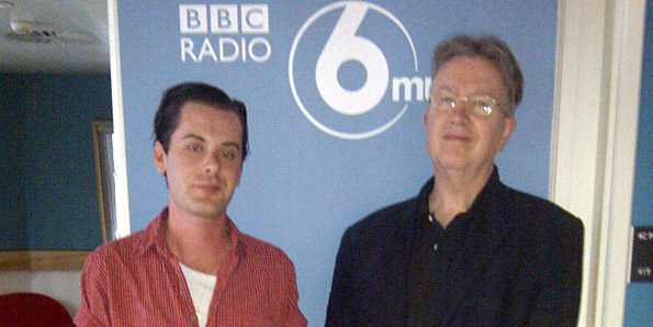 Nathaniel Kidd & Tom Robinson share a joke in the 6 Music studios