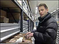 Chris Packham with fossils