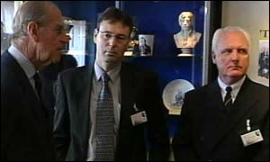 Picture: Prince Philip talks to officials in Great Yarmouth.