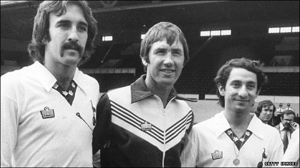 Villa (left) and Ardiles (right) with Spurs boss Keith Burkinshaw