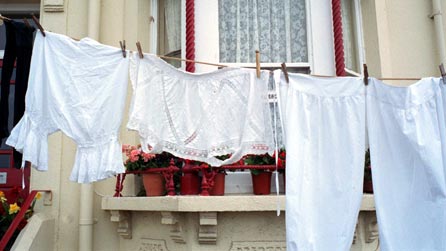 Women's underwear on a washing line