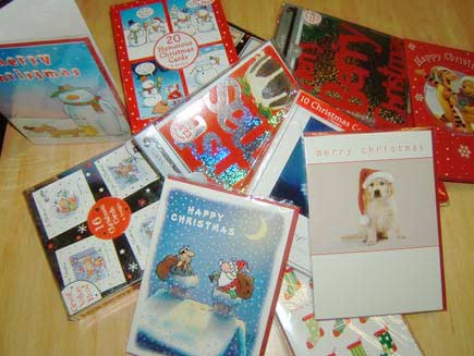 Christmas cards piled up