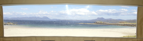 View of Mellon Udrigle from inside the campervan