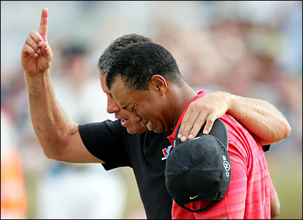 Following the death of his father, Tiger Woods was overcome by emotion after winning last year's Open at Hoylake