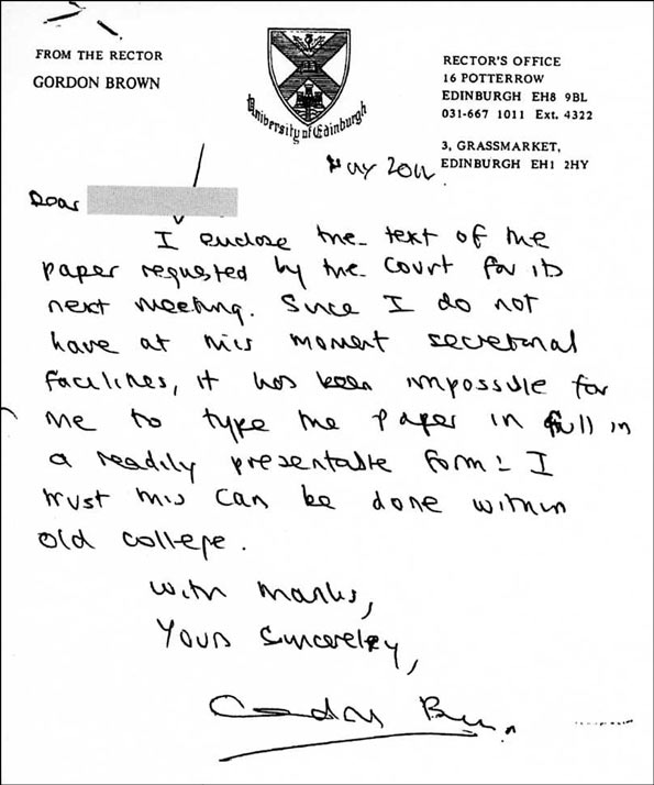 Letter written by Gordon Brown
