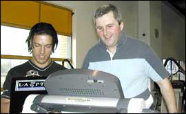 Tim Harris on a running machine