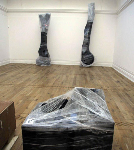 The sculptures can be seen, minus the protective Cellophane, in the exhibition that opens at Mostyn on 24 September. Photo: Martin Barlow