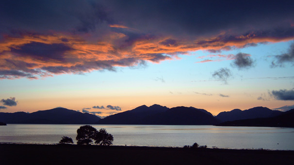 The sun setting over Loch Linnhe