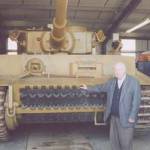 Roy Elliott with the first Tiger Tank to be captured intact. Now at Bovington Tank Museum, Dorset