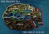 Graphic of map showing the ancient Greek view of how Jason might have returned home
