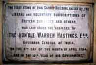 Photograph showing a stone laid by the Honourable Warren Hastings