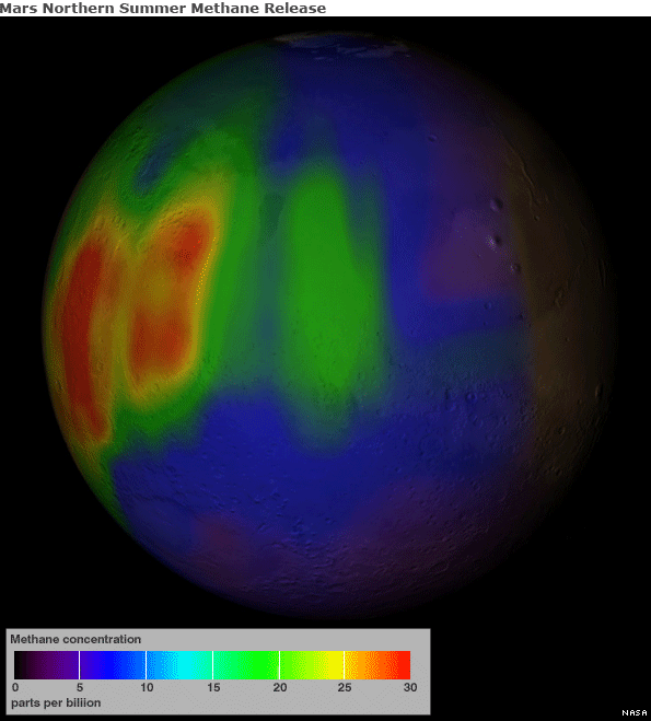 Methane has been shown to be abundant over particular parts of the planet