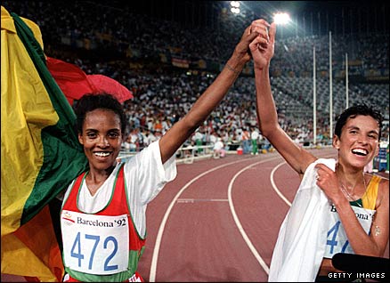 Derartu Tulu and Elana Meyer