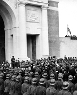 Dedication of the Menin Gate memorial to the 55,000 British war dead with no known grave, 1927