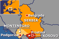 Map of Serbia and Montenegro