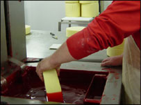 dipping cheese in wax