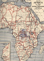 Map showing the routes of the explorers of Africa (Getty Images/Hulton Archive)