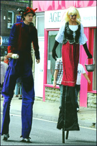 Cleckheaton Folk Festival stilt walkers