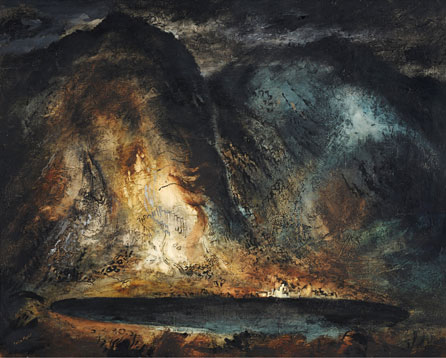 The Rise of the Dovey, 1943-44, oil on gessoed canvas mounted on board, private collection © The John Piper Estate