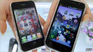 Apple iPhone and Samsung Galaxy phone