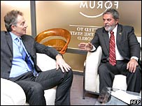 Lula se encontra com Blair em Davos, no início de 2007