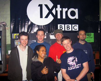 The whole DJ crew line up with Flight before the event kicks off