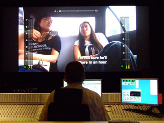 Bronek at his desk in the dubbing studio.