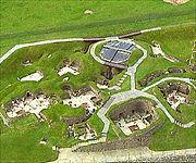 Aerial picture showing the buildings set down in a hollow