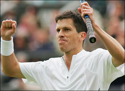 Tim Henman enjoys another famous victory on Centre Court