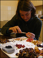 Martha prepares her foraged-food