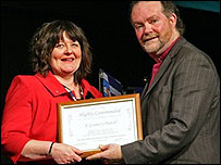 Mary Fox collects her award at the CBC Awards